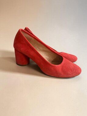 EVERLANE Red Orange Suede Heels Size 6 Womens Shoes